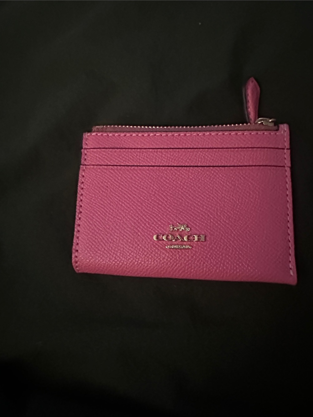 Coach Pink Leather Card Wallet with Zip